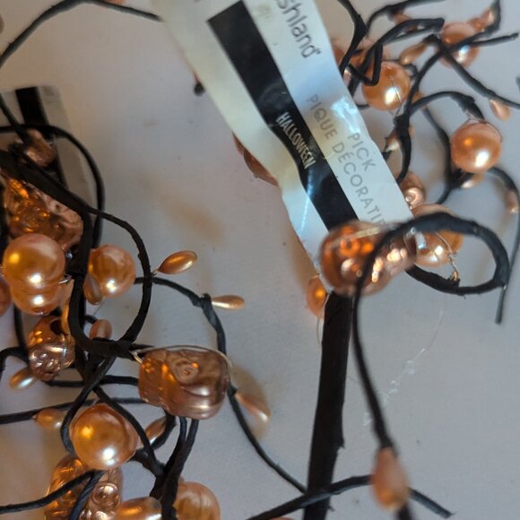 NWT 3 Goth Skulls Pearls Orange Halloween Decoration Floral Picks Ashland Decor - Picture 14 of 15